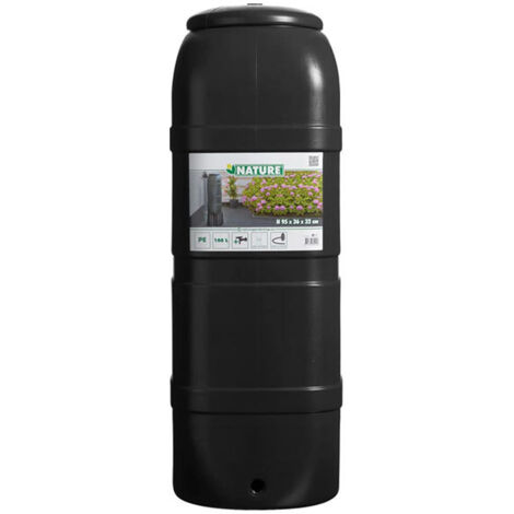 Nature – Récupérateur d'eau de pluie colonne 100 litres – Couleur noir – Matériau PE – Dimensions 32x36 cm – Hauteur 96 cm – Couvercle à clipser