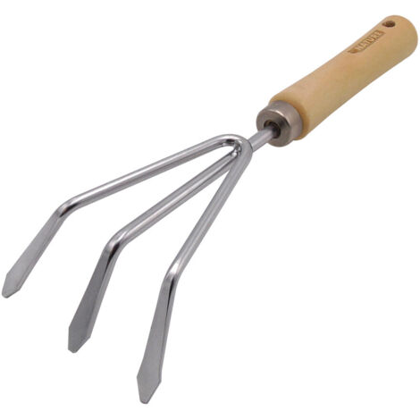 Griffe 3 dents en acier inoxydable, manche bois FSC - Nature (1/3)