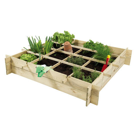 Forestea – Carré potager en bois traité autoclave 211L – Hauteur 20 cm – Voile géotextile inclus – Pour espaces restreints