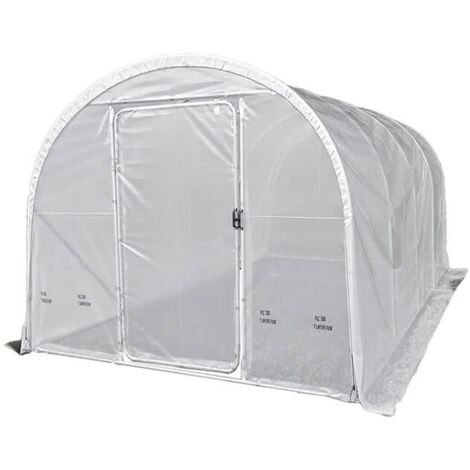 Serre tunnel Deschamps largeur 3 m pas à 1 m - Long 6 m, Film Diffusant 200µ, Façade 2 portes simples, Filet ombrage oui, Entretoi
