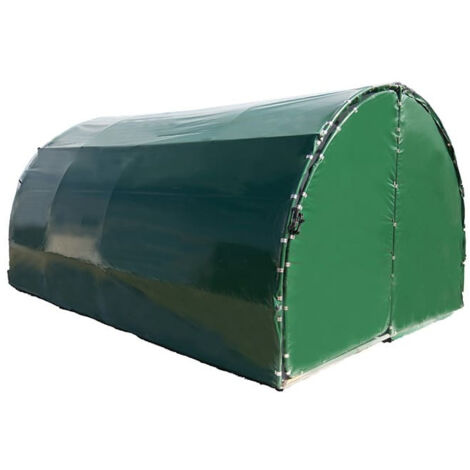 Abri de jardin métal 3x4m – Structure en acier galvanisé 32mm – Bâche PE 200µ anti-UV – Hauteur faîtière 2,10m – Plastidis (1/4)