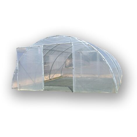 Serre tunnel PRO-450 larg 4.50 m, Long 18 m, Façade 1 porte simple et 1 façade pleine