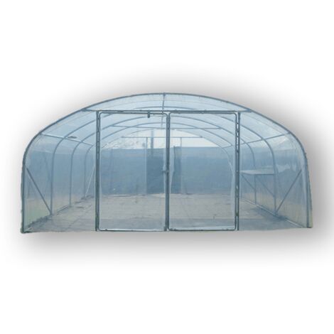 Serre tunnel PRO-500 larg 5 m, Long 20 m, Façade 2 portes dbles