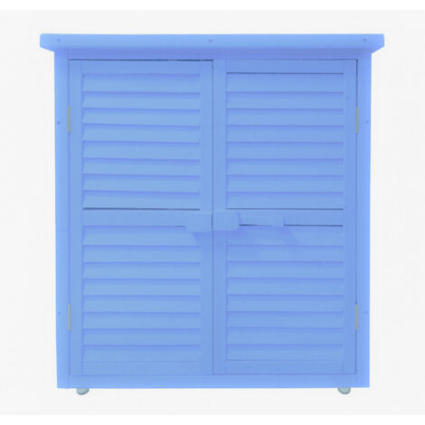 Habrita – Armoire de jardin en bois bleu 0,25 m³ – 2 étagères – Toit bitumé résistant aux intempéries – Dimensions 87x46,5x95 cm (1/5)