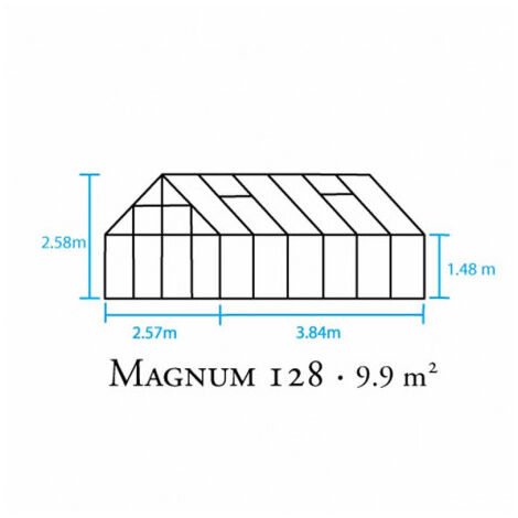 Serre en verre trempé Magnum 128 - 9.90 m², Couleur Silver, Base Sans base