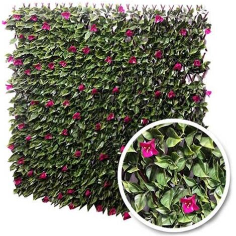 Treillis extensible feuillage bougainvilliers 4m – Hauteur 1m – Bois de saule rigide – Traitement anti-UV – Résistant à l'eau – Atout Loisir