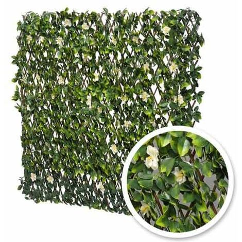 Treillis extensible feuilles de jasmin fleuri, Long 6 m, Hauteur 1 m