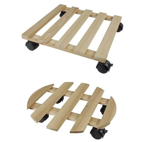Nature – Support à roulettes en bois d'épicéa – Dimensions H7,4 x L35 x P35 cm – Charge max 60 kg – 4 roulettes directionnelles avec frein (1/10)