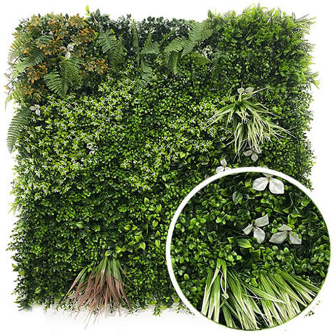 Mur végétal artificiel Jungle 1m x 1m, Long 19 m, Hauteur 1 m