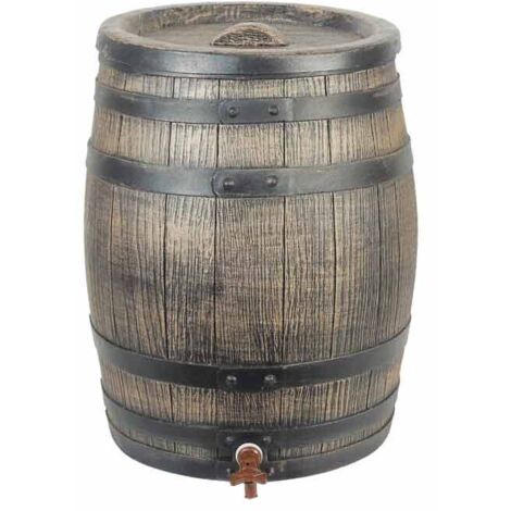 Nature – Récupérateur d'eau de pluie 120 litres – Polyéthylène traité anti-UV – Robinet et couvercle inclus – Design imitation barrique (1/4)