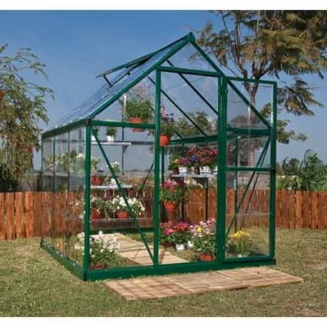 Serre de jardin en polycarbonate Harmony  3,44 m², Couleur Vert, Ancrage au sol Oui