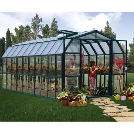 Palram - Canopia – Serre de jardin polycarbonate 16,50 m² – Longueur 6,37m – Largeur 2,59m – Hauteur 2,38m – Double vitrage sur toit pour protection solaire