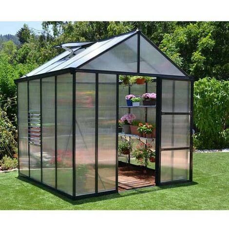 Serre de Jardin en polycarbonate de 3,4 m² avec embase - Vert - GIARDINA