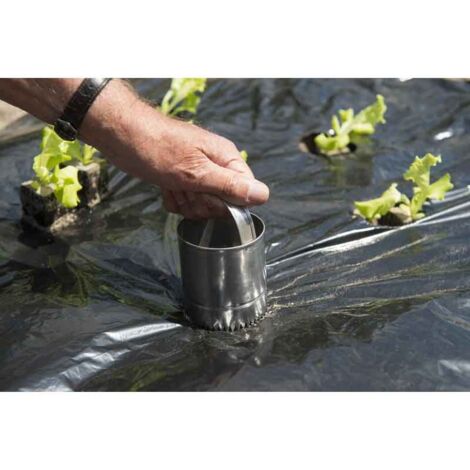 Cloche perforatrice pour films de paillage Ø 80 mm – Acier inoxydable – Avec poignée pour découpe nette – Outil professionnel – Nature