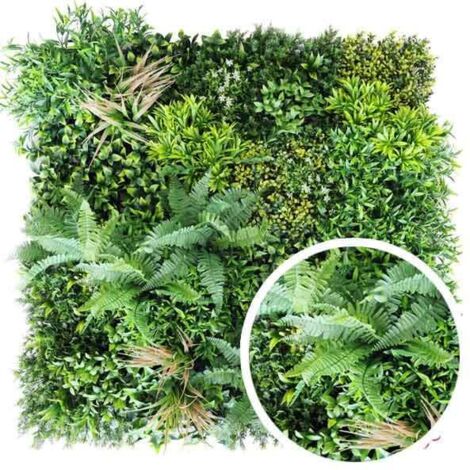 Mur végétal feuillage artificiel Oxygène 1m x 1m, Long 27 m