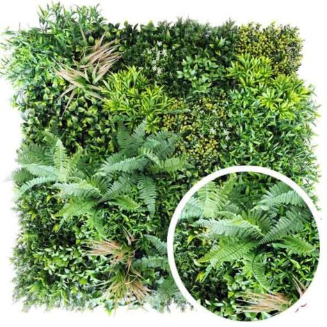 Mur végétal feuillage artificiel Oxygène 1m x 1m, Long 1 m