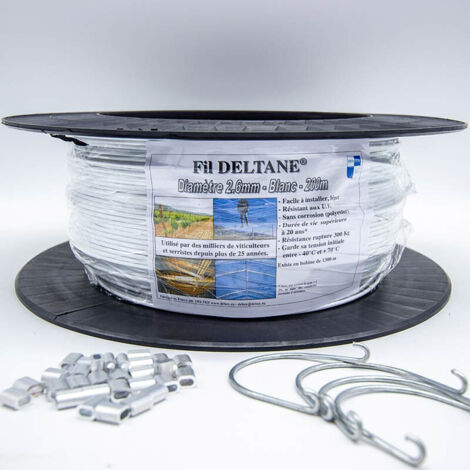 Atout Loisir – Kit fil Deltex pour renfort structure – Bobine de fil 200 ml – 100 manchons à sertir – 100 crochets ligatures