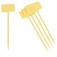 Nature – Lot de 5 étiquettes à piquer en plastique rigide – Dimensions 5,5x8,5cm – Hauteur 34cm – Couleur jaune pour identification plantes