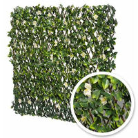 Treillis extensible feuilles de jasmin fleuri, L 2 m, Hauteur 1 m - vert