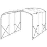 Abri tunnel largeur 3 m pieds droits pas à 1.50 m - Long 27 m, type Camion 640 gr/m² gris clair, Façade 1 porte simple et 1 façade