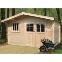 Abri de jardin LINZ en bois 13,21m², Toiture Shingle rouge, Plancher Oui