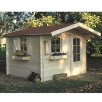 Abri de jardin Servoz en bois 7.44 m², Toiture Shingle rouge, Plancher Non
