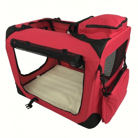 XL Pet Carrier Folding Soft Crate - Red