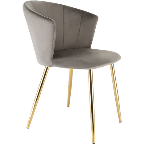 ELLA Velvet Accent Dining Chair - Grey w/ Gold Legs (1/5)