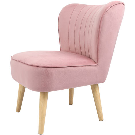 CLARA Velvet Chair w/ Beech Legs - Pink