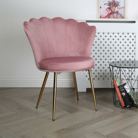 FREYA Velvet Upholstered Petal Back Scallop Accent Dining Chair - Pink (1/5)