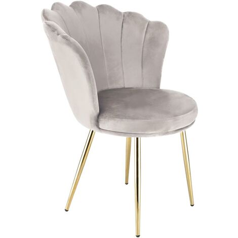 FREYA Velvet Upholstered Petal Back Scallop Accent Dining Chair - Taupe (1/5)