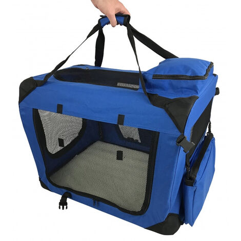 Medium Pet Carrier Folding Soft Crate - Blue