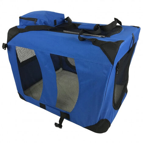 Medium Pet Carrier Folding Soft Crate - Blue