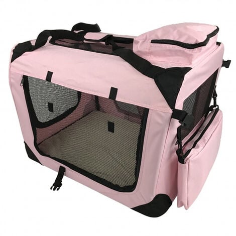Small Pet Carrier Folding Soft Crate - Pink