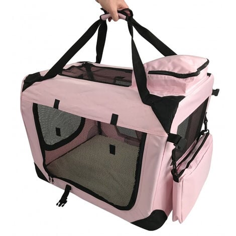 Small Pet Carrier Folding Soft Crate - Pink