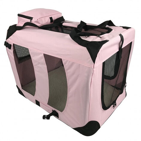 Small Pet Carrier Folding Soft Crate - Pink