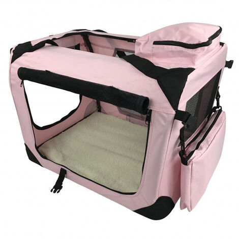 Large Pet Carrier Folding Soft Crate - Pink