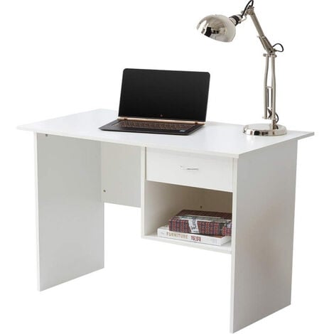 Computer Desk with Drawer and Open Storage Space - White