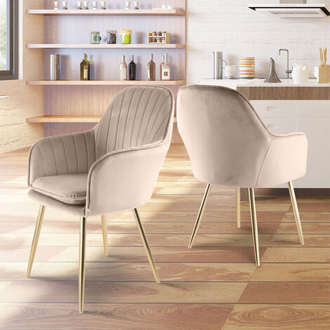 Genesis MUSE Chair in Velvet Fabric x 2 - Taupe (1/5)
