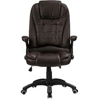 Reclining Office Chair with High Back and Luxury Faux Leather - Brown