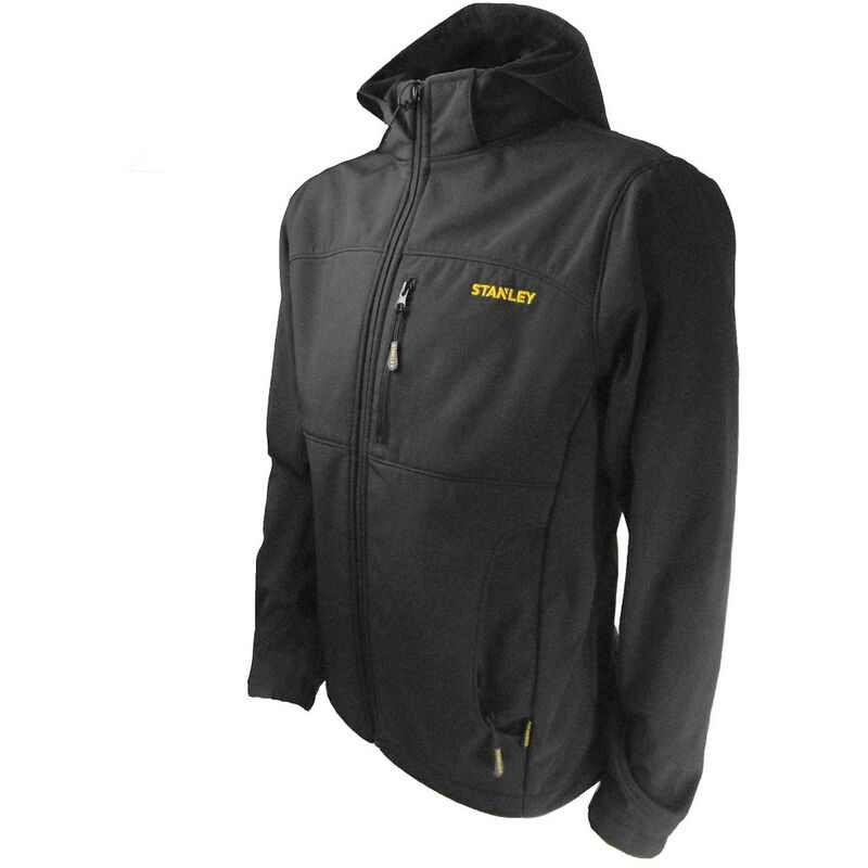 stanley workwear mens andes hooded softshell jacket black