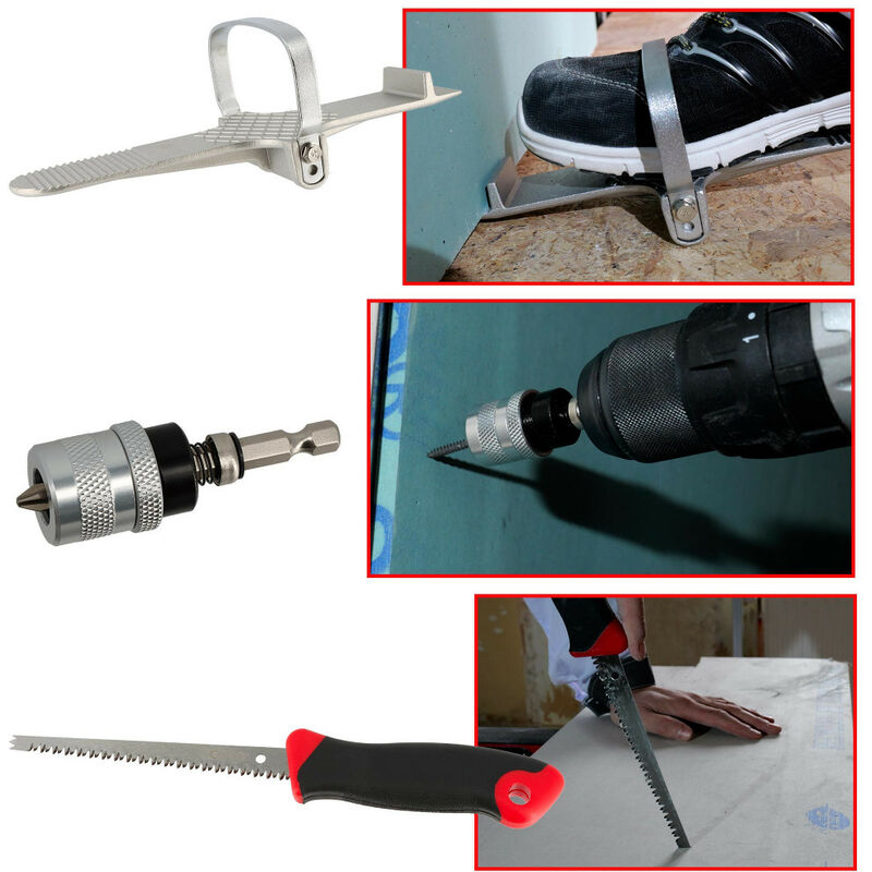 Kit Outil Plaquiste 7 Pièces – Scie, Cisaille, Pince à Serti, Porte-embouts – Oxeo 4637