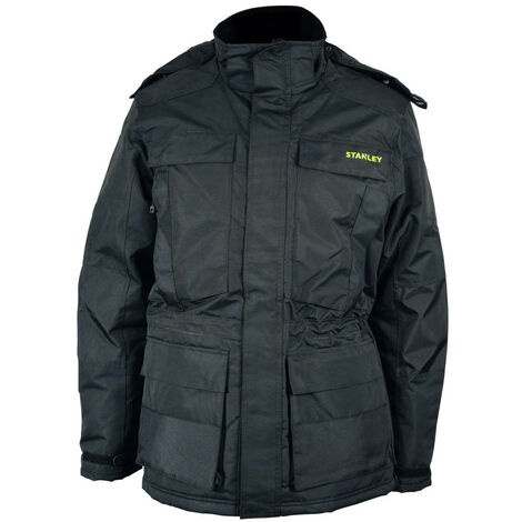 Stanley – Parka longue imperméable noire – Taille XXL – Tissu Oxford renforcé – Capuche amovible et réglable – 4 poches pratiques
