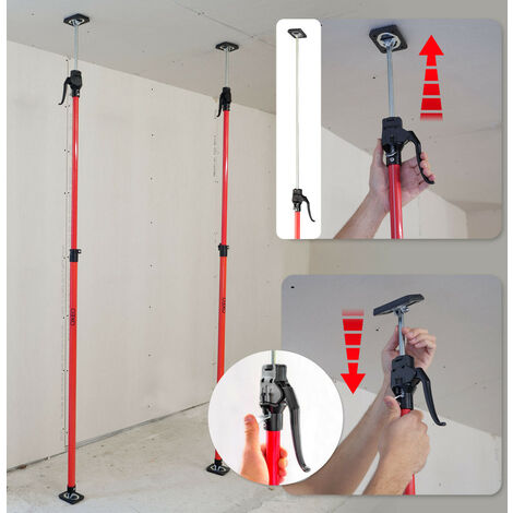 TILL. Étai De Soutien Télescopique Troisième Main 115-290cm - Charge 30kg Avec Plaque Orientable