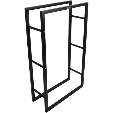 Range bûches robuste en acier - Porte bûches Intérieur extérieur - Support Rangement Bois de cheminée - 100 x 60 x 24 cm - Noir