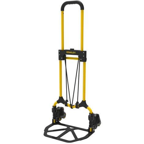 Stanley – Diable pliant léger 70 kg – Acier robuste et nylon – Compact 39 x 6 cm plié – Roues rabattables pour transport facile