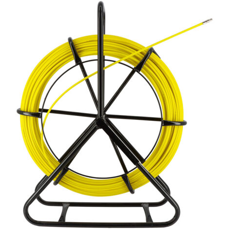 Aiguille tire fil sur dévidoir - 6mm - longueur 100m - Tire câble électricien Fibre de verre