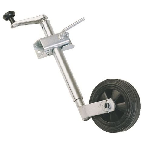 Roue Jockey Renforcée 48mm - Tube Nervuré - Bride Fixation Renforcé 48mm - Remorque - Goupille De Verrouillage Anti Dévissage