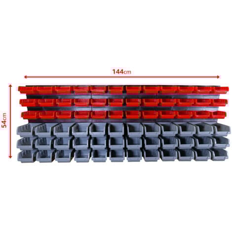 Etagère murale rangement outils  - 72 bacs de rangement empilables - 6 panneaux 47,5 X 27,2 X 1,5cm - Rangement Atelier Garage