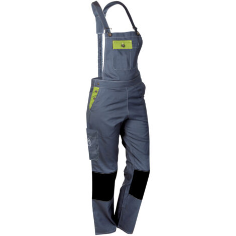 Salopette de Travail Femme Gris et Citron - Fashion Sécurité - Résistante, Confortable et Tendance - Bricolage et Jardinage - 42